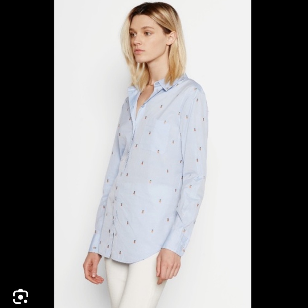 EQUIPMENT Blue Kenton Pineapple Cotton Shirt C12‎